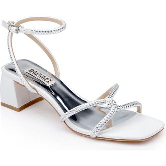 Badgley Mischka Brisa Ankle Strap Sandal in Whitesatin at Nordstrom Rack, Size 6.5