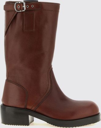 Dries Van Noten Stivali biker in pelle liscia con tacco basso