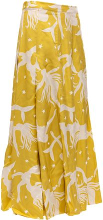 Valentino Garavani Yellow Printed Maxi Womens Skirt