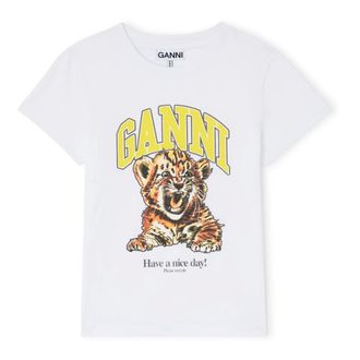 Ganni T-Shirts, female, White, Size: M T-Shirts