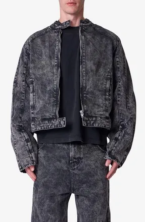 mnml Moto Denim Jacket in Vintage Black at Nordstrom, Size X-Large