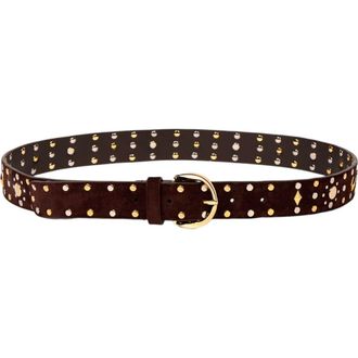 Sandro Suede belt with rivets in Brown at Nordstrom, Size Medium