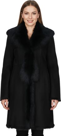 Infinity Leather Womens Black Toscana Sheep Suede Leather Trench Coat- Celeste