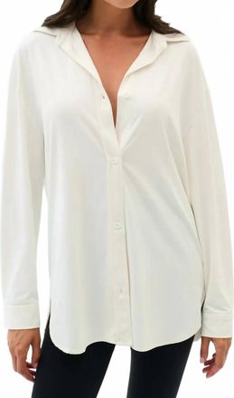 SPLITS59 Kate Airweight Lite Button Down Shirt In White