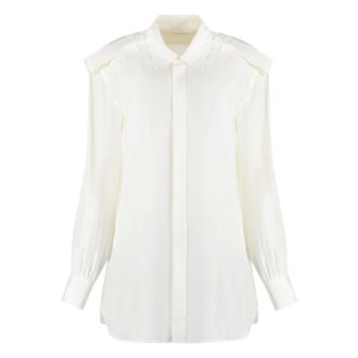 Burberry Shirts, female, White, Size: 2XS Silk Shirt