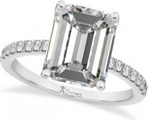 Allurez Diamond Emerald-Set Engagement Ring 14k White Gold (3.36ct)