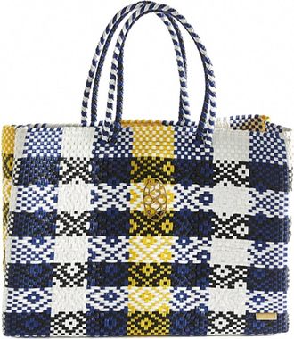 Lola's Bag Womens Travel Handmade Tote Bag With Clutch In Blue/yellow