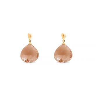 Luxenter zoqoyi oorbellen in 925 sterling zilver en hydrothermale rookkwarts met 18K vergulde afwerking