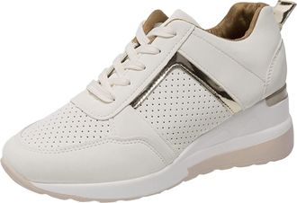 Generic Womens Trainers with Wedge Heel Wide Fit Breathable Comfort Sports Jogging Shoes Ladies Running Shoes Beige