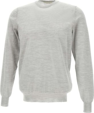 FILIPPO DE LAURENTIIS Superfine Merino 120s Trui - Heren - Ronde hals truien - Grijs - 2XL - Wol - Truien & Vesten