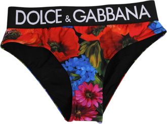 Dolce & Gabbana Womens Black Floral Print High Waist Panty Underwear 28+pa Clothing