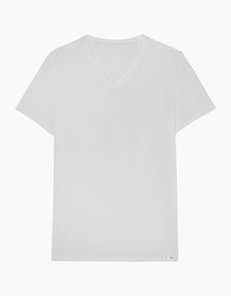 HOM Hom Mens Tencel Soft V-Neck T-Shirt, White - Size: 33/32/32/38