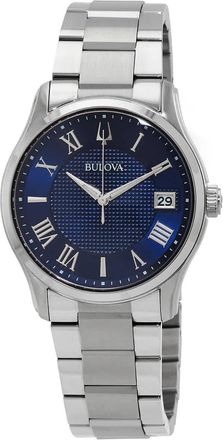 Bulova Wilton Classic Quartz Blue Dial Mens Watch 96B386
