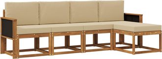 vidaXL Conjunto De Sof&aacute;s De Exterior 5 Uds. Natural Y Beige Poli&eacute;ster Vidaxl