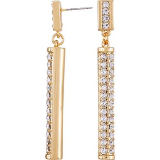Vince Camuto Pav&eacute; Crystal Drop Earrings in Goldtone at Nordstrom Rack