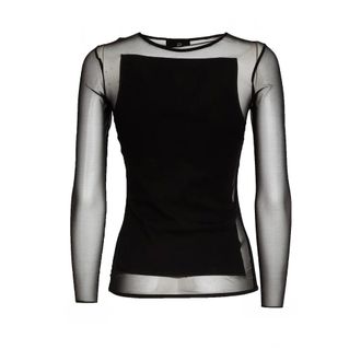Dondup Long Sleeve Tops, female, Black, Size: XS Crew Neck Top