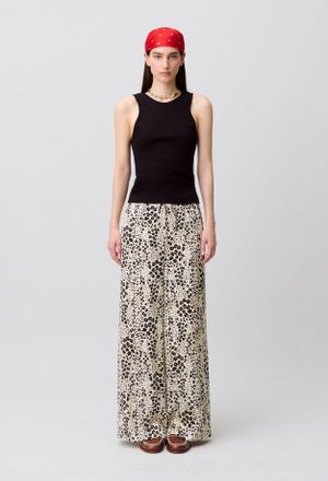 Claudie Pierlot Pantalon large satin l&eacute;opard