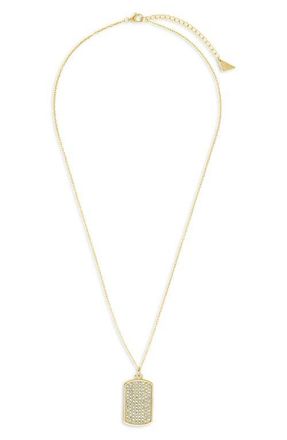 Sterling Forever Pav9 Cubic Zirconia Rectangle Pendant Necklace in Gold at Nordstrom