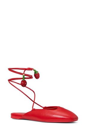 Kate Spade New York strawberry ankle wrap flat in Heirloom Tomato at Nordstrom, Size 8.5