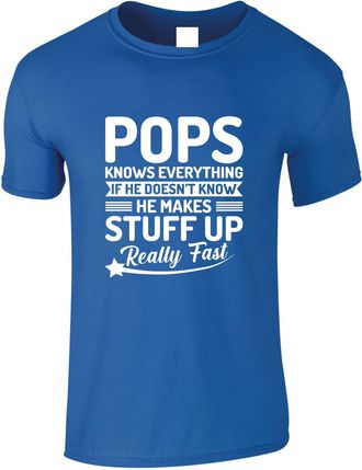 Generic Grandad T-Shirt Pops Knows Everything Make Stuff Up Really Fast Grandpa Xmas Gift Top (UK, Alpha, L, Regular, Regular, Royal)