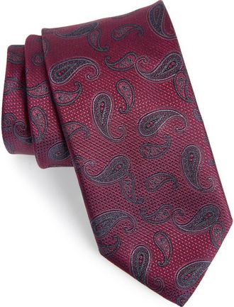 Canali Paisley Silk Tie in Red at Nordstrom