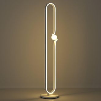 HOMCOM Dimmable LED Floor Lamp with Glass Night Light - Foot Switch - White | TJ Hughes