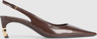 Gucci Womens Castello Slingback, Brown, Leather