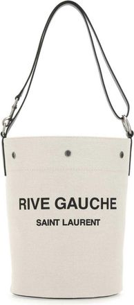 Saint Laurent Rive Gauche shopping bag - women - Cotton/Leather/Linen/Flax - OS - Neutrals
