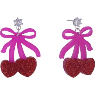 Hallmark Pink Bow and Cherry Drop Earrings at Nordstrom