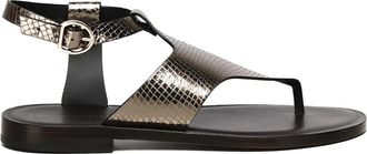 Giuliano Galiano Zwarte Leren Platte Sandalen - Dames - Sandalen - Zwart - 41 EU - Schoenen