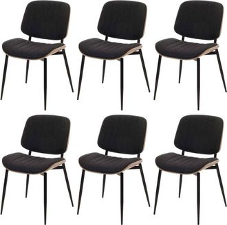 Hhg Juego de 6 sillas de comedor HHG-203, silla de cocina Silla, tela de madera curvada (370 g/m²) Oeko-Tex MVG, natural, gris oscuro