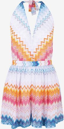 Missoni Neckholder-Kurzoverall im Chevron-Lochstrick