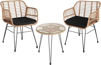 TecTake Conjunto de jardín para 2 personas, poliratán, filigrana, natural