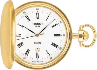 Tissot T-Pocket Savonette Quartz White Dial Steel Mens Pocket Watch T83.4.553.13