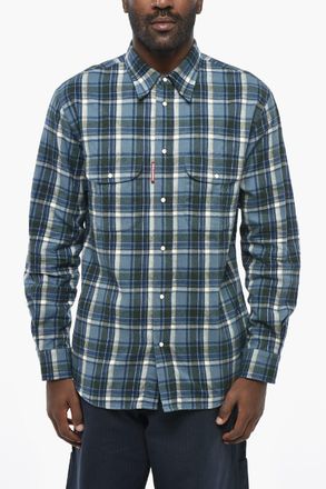 Dsquared2 Camicia DEAN VINTAGE in Flanella di Cotone Motivo Plaid con Doppio Taschino Dsquared2