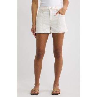 Tractr Seamed Stretch Denim Shorts in Ecru at Nordstrom, Size 31