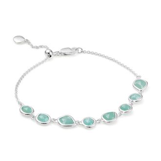Monica Vinader Sterling Silver Siren Bezel Gemstone Chain Bracelet Amazonite