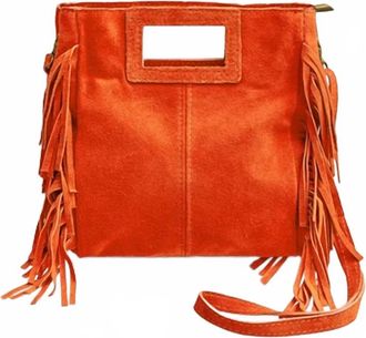 Debbie Katz Womens Crissy Fringed Bag In Orange