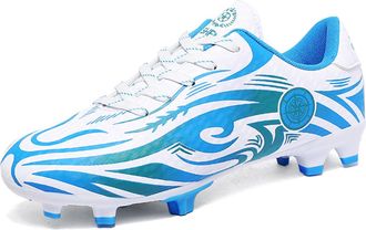 Generic Mens Stylish Lightweight Football Shoes - Breathable Wear-Resistant Soccer Shoes - Low-top Training Football Sneakers (Blue-Long Spike,9.5)