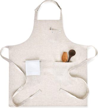 Solino Home Linen Apron 33 x 30 in for Dining Table, Holiday and Everyday Table Decor - Linen Bib Apron in Light Natural at Nordstrom, Size Large