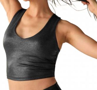 Beyond Yoga Glow On Cropped Tank In Black Foil