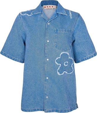 Marni Short Sleeve Denim Shirt, Brand Size 38 (US Size 6)