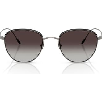 Armani 51mm Round Sunglasses in Matte Gunmetal /Grey Gradient at Nordstrom