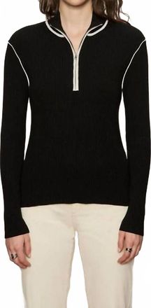 Sanctuary Sporty Rib Zip Up Top In Black