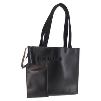 Prada Vintage Handbag Leather Black Leather Handbag (Pre-Owned)