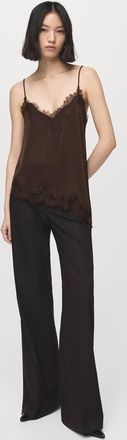 Mango Top lingerie pizzo asimmetrico marrone - Donna - S - MANGO