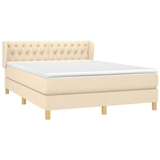 vidaXL Cama Box Spring Con Colch&oacute;n Tela Color Crema 140x200 Cm Vidaxl