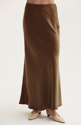 Crescent Crushed Satin Maxi Skirt in Espresso at Nordstrom, Size X-Small