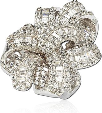 Suzy Levian Cubic Zirconia Sterling Silver Multi-Cut Crossing Ring