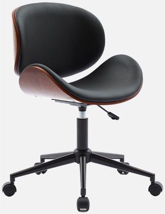 Sweeek Sweeek - Silla De Oficina Con Ruedas, Madera Curvada Y Acabado En Polipiel, Dwight, Negro, 51x53x87 Cm